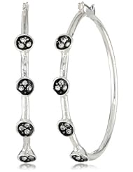 Kensie "Holy Holly" Silver-Plated with Crystal Stones Hoop Earrings