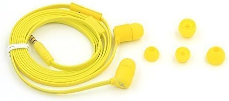 Honsenn,HS-P102,in-ear earphone,Yellow,flat tangle free cable with in-line microphone,for listening to music and making phone calls,stereo sound for iPhone,iPad,smartphone and most audio device
