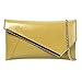 b.m.c BMC Fashionably Chic Taxi Cab Yellow Faux Leather Gold Metal Accent Envelope Style Statement Clutch
