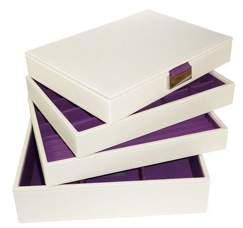 Cream Purple Stackers Jewellery Box COMPLETE 
