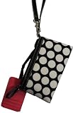 Black and White Polka Dot Wristlet Bag with Attached Credit Card Holder