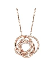 14k Rose Gold 0.77 Ctw Swirl Rose Gold Diamond Necklace