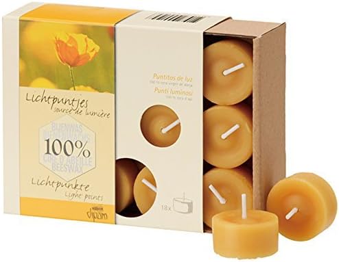 Beeswax Tea-lights (box of 18) TL18 by Dipam