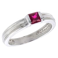 Sterling Silver .40 Carat Size Princess Cut Garnet Colored CZ Solitaire Bridal Ring (Available in Sizes 6 to 10) size 9