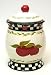 Ceramic Apple with Black White Checkers Borders Design Cookie Jar
