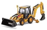 Diecast Model CAT 420E Centre Pivot Backhoe Loader with Tools in Yellow