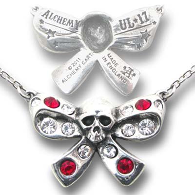 Bow Belles with Skull and Cubic Zirconia - Made with Fine English Pewter