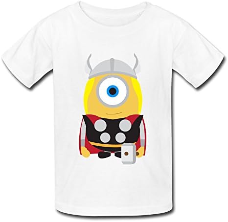 Kids Boys Girls Tee Shirt Avengers Minion Thor Superhero White Size M
