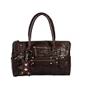 Coffee Double Handle Leatherette Satchel Bag Handbag Purse Shoulder Bag Tote Bag