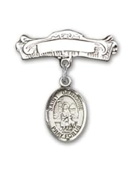Sterling Silver Baby Badge with St. Germaine Cousin Charm and Arched Polished Badge Pin