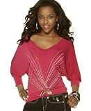 Baby Phat - Baby Phat Plus Size Dolman-Sleeve Rhinestone V-Neck Top