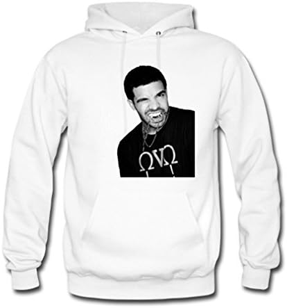 FYRC Custom Cool Drake Black And White Mens Hoodie Sweatshirt Small White
