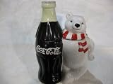 Coca-Cola Polar Bear Red & White Striped Scarf With Full Size Coke Bottle Cookie Jar '98 RARE Piece