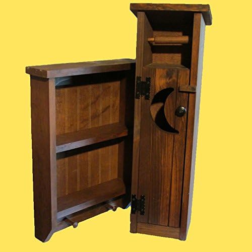 Amish Handcrafted, Rustic Outhouse Toilet Paper Dispenser & Storage, Solid Wood, Primitive Rustic Stained Boston Cherry in a Flat (no shine) Finish. Made By The Amish Guys