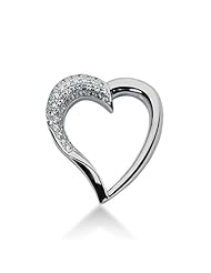 14K Gold Pave set Diamond Heart Pendant (0.73 cttw, F - G Color, SI2 Clarity)
