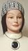 Hand Crocheted Metallic Silver Gimp Skull Cap Offered in Combination with Antique Sil...