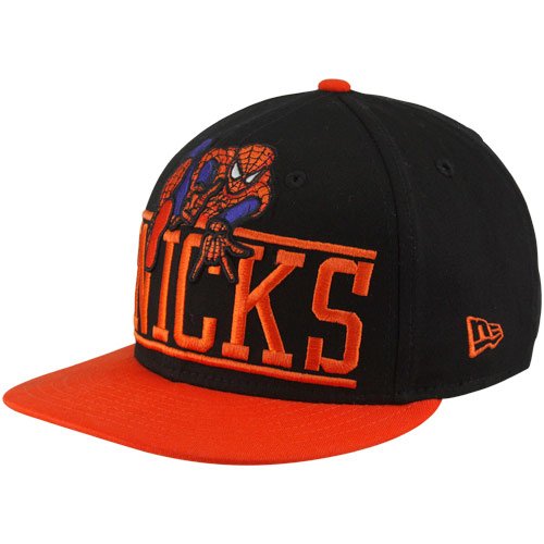  New Era New York Knicks Black-Orange Marvel Spiderman 9FIFTY Snapback Adjustable Hat