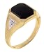 10K Yellow Gold Black Onyx and .015 ctw Diamond Mens Ring