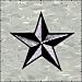 3 Inch Nautical Tattoo 3D Star Embroidered Iron On Applique Patch FD - Silver Metallic & Black S3E