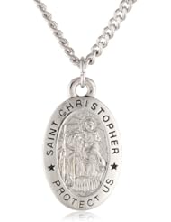 St. Christopher, Oblong Pendant Necklace, 24"