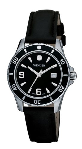 Wenger Women's 70365 Sport Black Dial Black Leather Watch