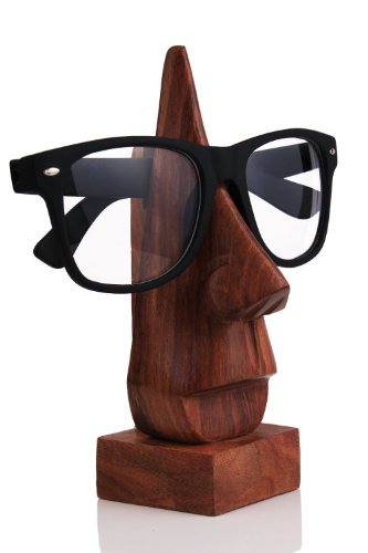 Classic Hand Carved Rosewood Nose Shaped Eyeglass Spectacle Holder Stand Store Indya Gifts