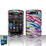 Silver with Blue Green Purple Orange Colorful Rainbow Zebra Stripe Rubber T ....