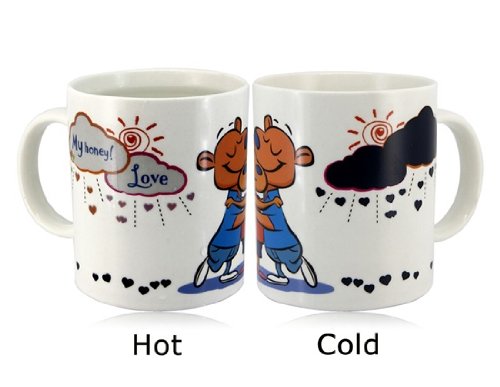 OnceAll Heart Rain Design Porcelain Color Changing Mug with Music