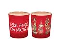 EIN LICHT FÜR DICH :-) Glaswindlicht inkl. Teelicht " Liebe Grüße vom Nikolaus "