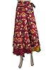 Womans Silk Sari Wrap Skirt Floral Vintage Long Skirt Magic Sarong Beach Dress