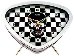 Black Skull Checkered Black and White Alarm Clock