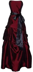 Strapless Taffeta Bridesmaid Prom Holiday Formal Gown Long Dress