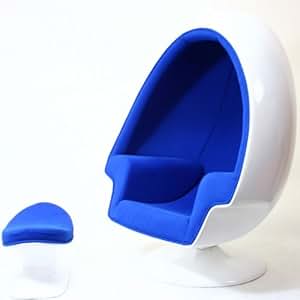 Amazon.com  Alpha Egg Shell Chair and Ottoman White/Blue 