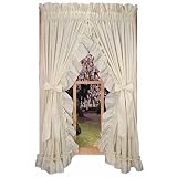 Stephanie Country Ruffle Priscilla Curtains Pair 86-Inch-by-63-Inch - 3 Inch Rod Pocket, White