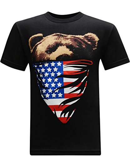 California Republic Men's T-Shirt (XX-Large, American Flag Bandana Bear)