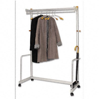 Alba PMLUXWL6 One-Shelf Coat Rack with Umbrella Holder, Chrome, Metallic Gray
