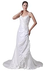 Spaghetti Strap Beaded Lace-Up Backless Charmeuse/Silk Evening Dress 