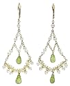 14k Yellow Gold Dyed Pearl, Citrine and Peridot Chandelier Earrings
