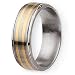 14k Gold Inlaid Ridged Edge Brushed and Polished Titanium Ring (8.0 mm) With Wood Box - Sizes 8.5-12