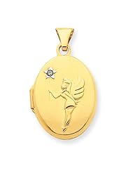 14K 17mm Oval Rhodium Diamond Wishkeeper Locket
