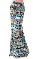 VIVICASTLE Women's Colorful Tie Dye Acid Washed High Waist Foldover Maxi Skirt
