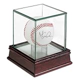 Premium Glass Baseball Display Case - Cherry Wood Base