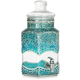 Blue Glass Mosaic Hexagonal Beverage Dispenser