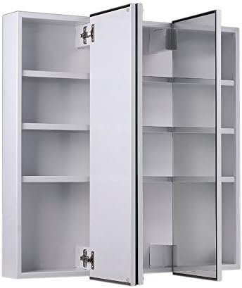 ketcham Cabinets Tri-View Series Surface Mounted Three Door Medicine Cabinet Polished Edge Mirror 60X36