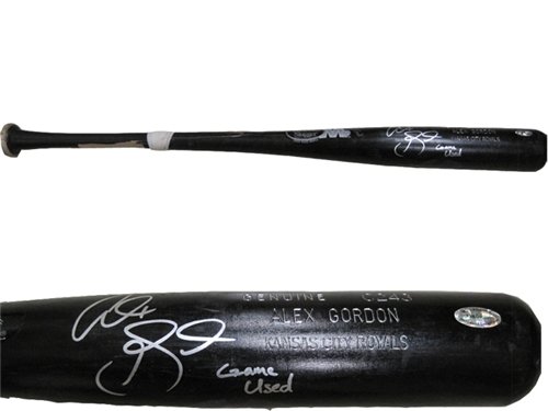 Alex Gordon Autographed/Signed Game Used Cracked Bat