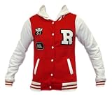 Produkt-Bild: Miss 21 / Melis Fashion Damen College Jacke/Sweatjacke mit Kapuze FOX 61 rot/wei&szlig;
