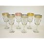 Italian Wine Glass with 14K Gold Rim Multicolor Pattern - Set of 6