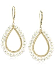 Dana Kellin Open Tear Drops Edged in Milky Quartz Rondelles Earrings