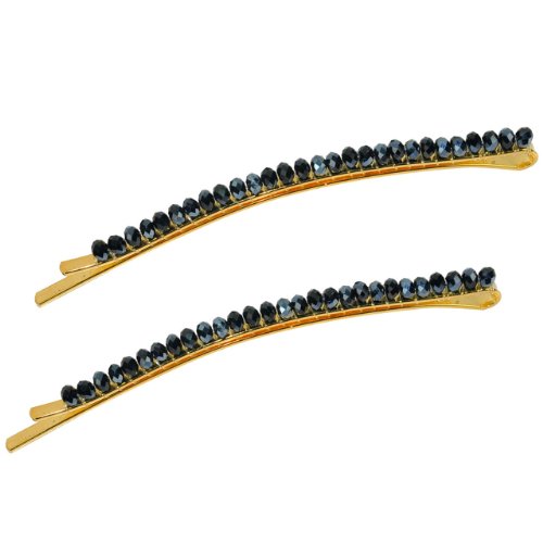 Faceted Crystal Row Two-Tone Bobby Pin - (2 Pcs)
