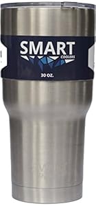 Smart Cooler - Insulated Stainless Steel Travel Tumbler Cup - Keep Coffee and Ice Tea - Clear Lid, 30 Oz.